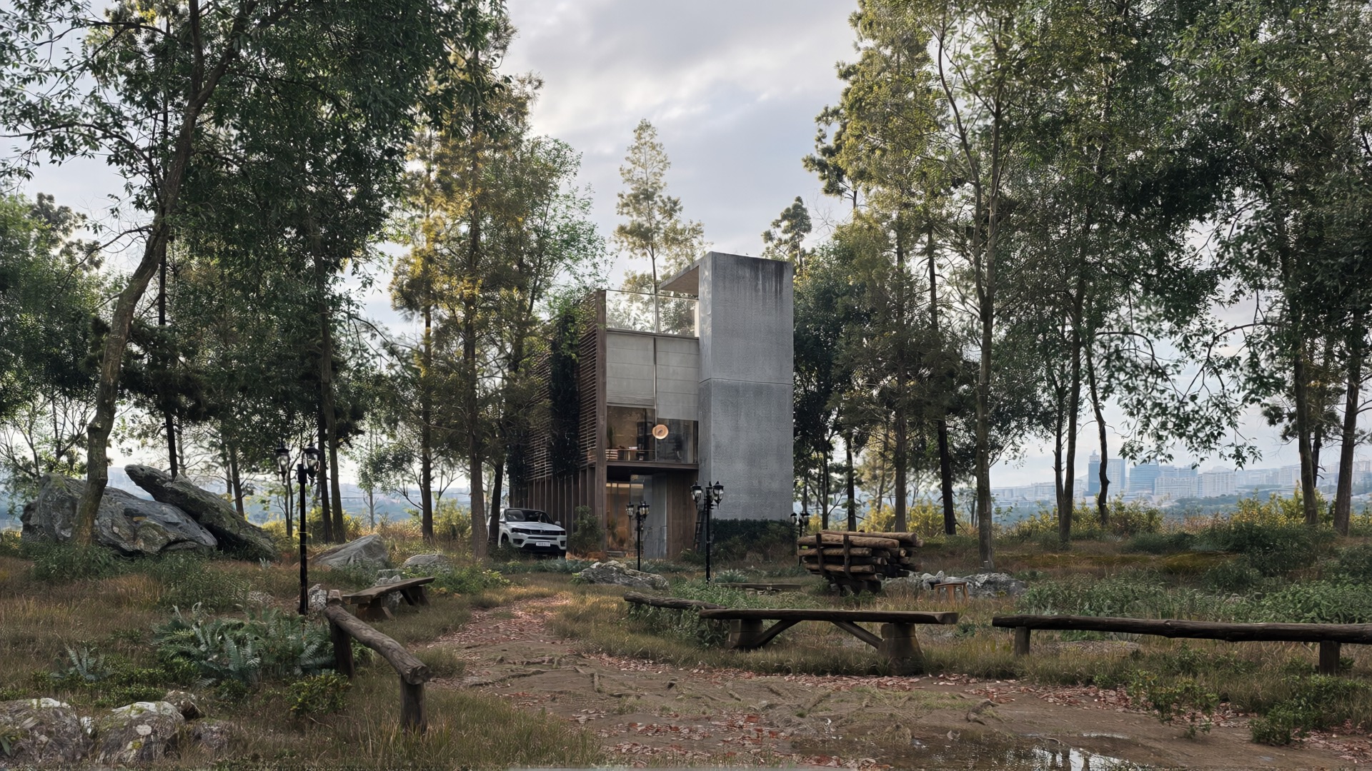Casa moderna en bosque